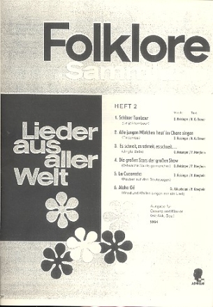 FOLKLORE-SAMMLUNG BAND 2: LIEDER AUS ALLER WELT FUER GESANG UND KLAVIER (DT)