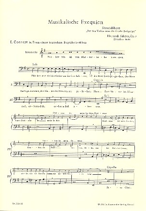 Musikalische Exequien SWV279-281 fr Soli, gem Chor und Bc Kontrabass
