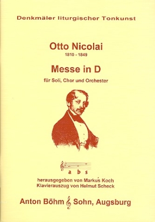 Messe D-Dur fr Soli, gem Chor und Orchester Klavierauszug (la)