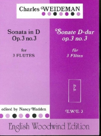 SONATE D-DUR OP.3,3 FUER 3 FLOETEN PARTITUR UND STIMMEN