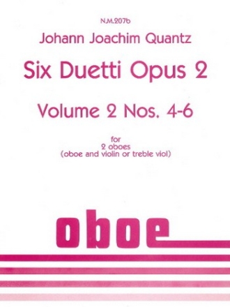 6 duetti op.2 vol.2 (nos.4-6) for 2 oboes (oboe/violin or treble viol) unaccompanied