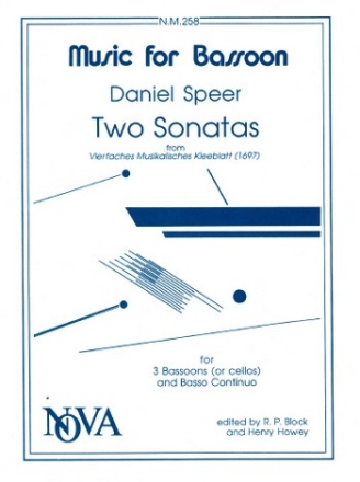 2 Sonatas for 3 bassoons (celli) and bc score+3parts