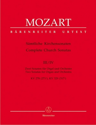 2 Sonaten C-Dur KV278 und KV329 fr Orgel und Orchester Partitur