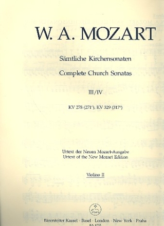 2 Sonaten C-Dur KV278 und KV329 fr Orgel und Orchester Violine 2