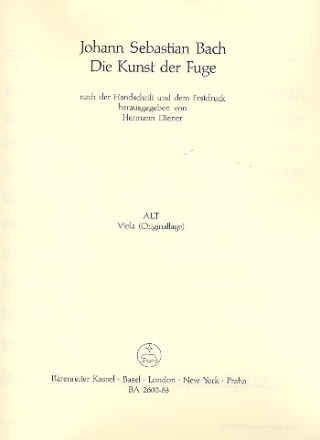 Die Kunst der Fuge BWV1080 Alt (Viola, Originallage)