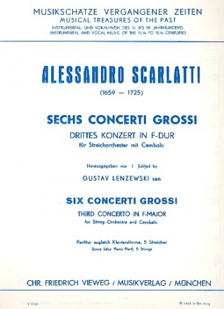 Concerto grosso F-Dur Nr.3 fr Streichorchester und Cembalo Partitur   (= Cembalo)