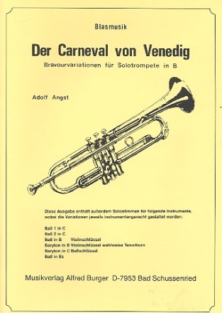 Der Carneval von Venedig Bravour- Variationen fr Solotrompete und Blasmusik,   Partitur und 53 Stimmen