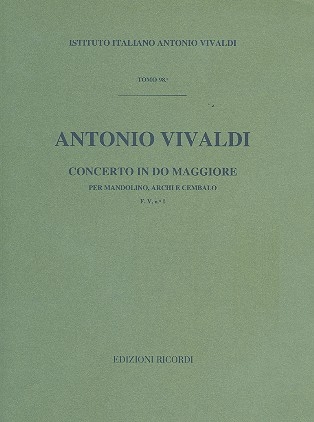 Concerto do maggiore  RV 425/p 134/f per mandolino e orchestra d'archi v:1 partitura