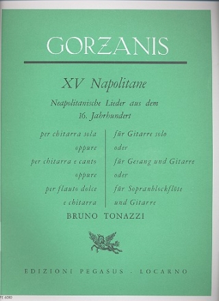 15 Napolitane neapolitanische Lieder fr Sopranblockflte und Gitarre,  Spielpartitur