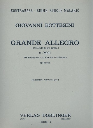 Grande allegro concerto in uno tempo e-moll  Kontrabass und Klavier