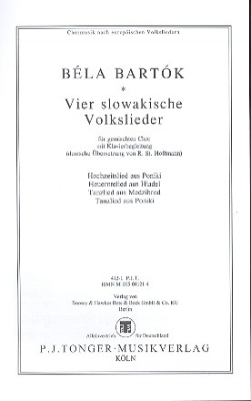 4 slowakische Volkslieder fr gem Chor und Klavier Partitur (dt)