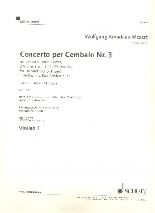 Concerto III Es-Dur KV 107 fr Cembalo (Klavier), 2 Violinen und Bass (Violoncello) Einzelstimme - Violine I