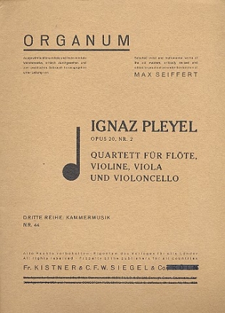 Quartett B-Dur op.20,2 fr Flte, Violine, Viola und Violoncello Partitur und Stimmen