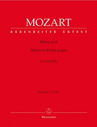 Missa brevis B-Dur KV275 fr Soli (SATB), gem. Chor, 2 Violinen und Bc Partitur (la)