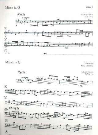 Missa G-Dur fr Soli (SATB), Chor, 2 Violinen und Bc Cello / Ba