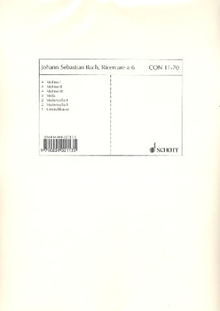 Ricercare a 6 c-Moll BWV 1079 fr Streichorchester Stimmensatz - 4 Violinen I, 4 Violinen II, 4 Violinen III, 3 Violen, 2