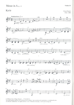 Messe A-Dur op.12 fr Soli, Chor, Orchester und Orgel ad lib. Violine 2