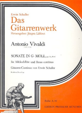Sonate g-Moll op.13a,6 fr Altblockflte (Flte, Oboe, Violine) und Bc