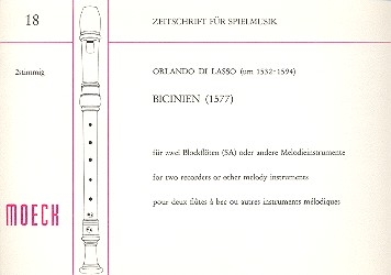 Bicinien für 2 Blockflöten (SA) oder andere Melodieinstrumente Spielpartitur (1577)