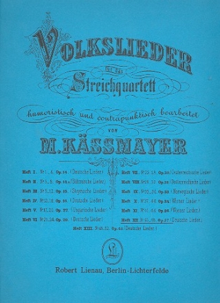 Volkslieder Band 12 - Deutsche Lieder fr Streichquartett Stimmen