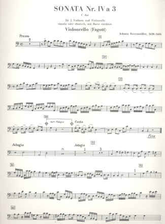 Sonata 4 fr 2 Violinen, Violoncello und Klavier Violoncello