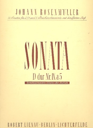 Sonate D-Dur Nr.9  5 Fr 2 Violinen, 2 Violen, Cello und Klavier Partitur