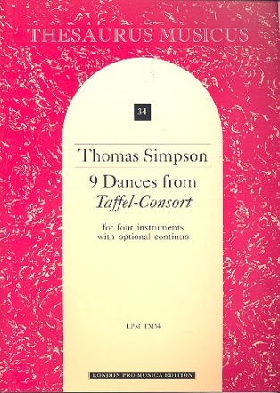 9 Dances from Taffel Consort for 4 instruments with optional continuo score
