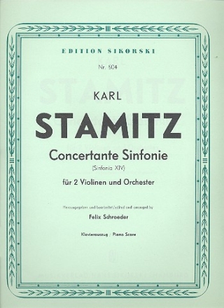 Konzertante Sinfonie D-Dur fr 2 Violinen und Orchester Partitur