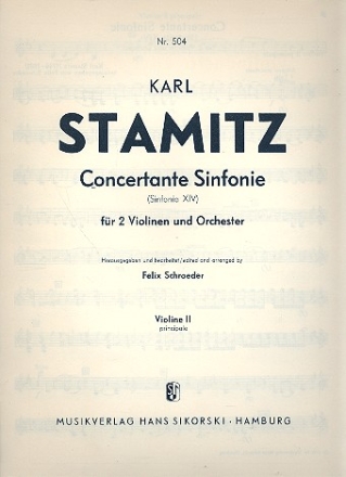 Konzertante Sinfonie D-Dur fr 2 Violinen und Orchester Violine solo 2