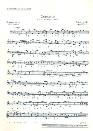 Concerto g-Moll op. 12/1 RV 317 / PV 343 fr Violine, Streichorchester und Cembalo (Klavier) Einzelstimme - Bassi