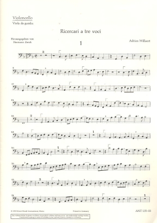 IX Ricercari fr Streichtrio oder andere Instrumente Einzelstimme - Violoncello, Viola da gamba