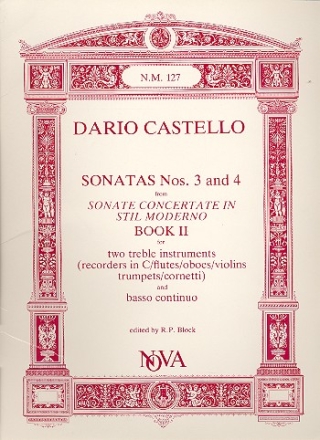 Sonatas nos.3+4 for 2 treble instruments and Bc