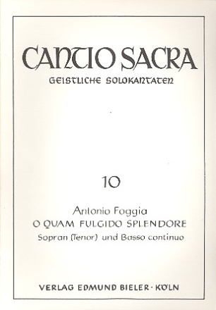 O quam fulgido splendore fr Sopran (Tenor) und Bc