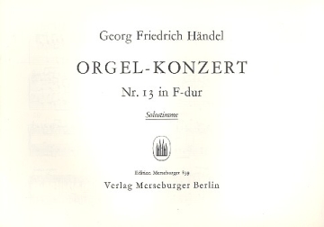 Konzert F-Dur Nr.13 fr Orgel und Orchester Orgel