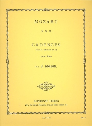 3 cadences pour le concerto re majeur KV314 de Mozart pour flte seule