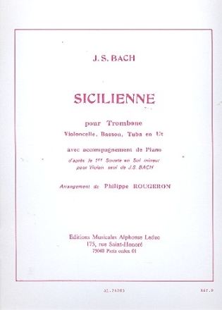 Sicilienne pour trombone (violoncelle, basson, tuba) et piano
