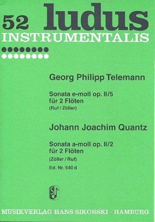 Sonate e-Moll op.2,5 (Telemann) und Sonate a-Moll op.2,2 (Quantz) fr 2 Flten,  Spielpartitur