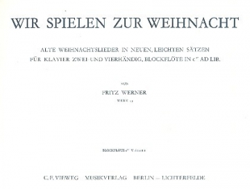 Wir spielen zur Weihnacht fr Sopranblockflte