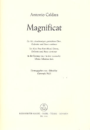Magnificat C-Dur fr Alt, gem Chor und Orchester Partitur