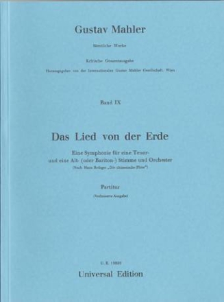 Das Lied von der Erde fr Tenor, Alt und Orchester Partitur