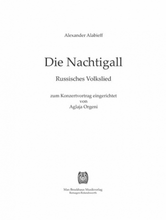 Die Nachtigall  fr Singstimme und Klavier (Dt)