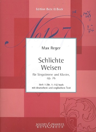 Schlichte Weisen op.76 Band 1 (Nr.1-15) fr hohe Singstimme und Klavier (dt/en)
