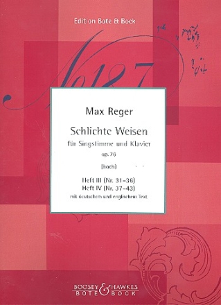 Schlichte Weisen op.76 Band 3-4 (Nr.31-43) fr hohe Singstimme und Klavier (dt/en)