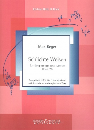 Schlichte Weisen op.76 Band 3-4 fr mittlere Singstimme und Klavier (dt/en)