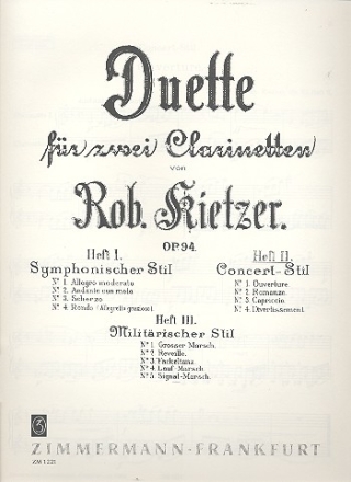 Duette op.94 Band 2 Konzert-Stil fr 2 Klarinetten Spielpartitur