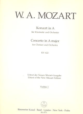 Konzert A-Dur KV622 fr Klarinette und Orchester Violine 1