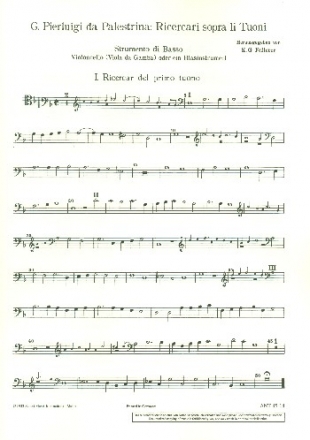 Ricercari sopra li tuoni a quattro fr Tasteninstrument oder beliebige Einzelinstrumente Stimme 4 (Ba)