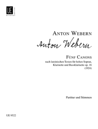 5 Canons op.16 fr Sopran, Klarinette und Bassklarinette Partitur