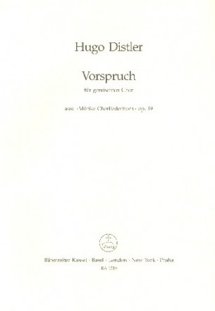 Vorspruch fr gem Chor a cappella Partitur