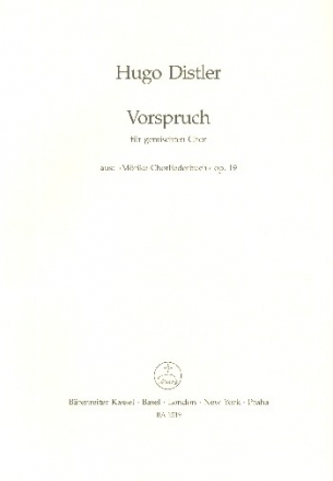 Vorspruch fr gem Chor a cappella Partitur